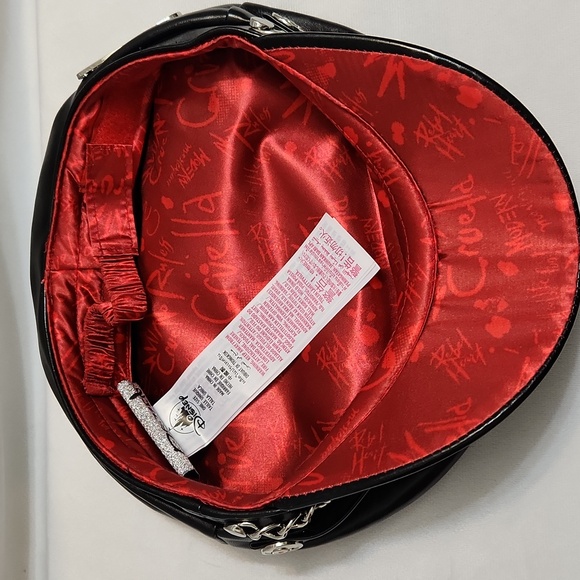 Disney Parks Cruela Devil Faux Leather Silver Stud Chain Newsboy Cap - Picture 6 of 9